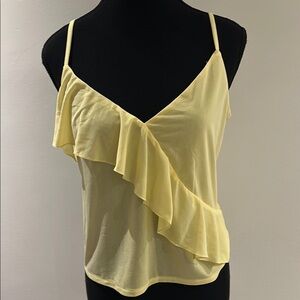 H&M Yellow Asymmetrical Ruffled Camisole Top